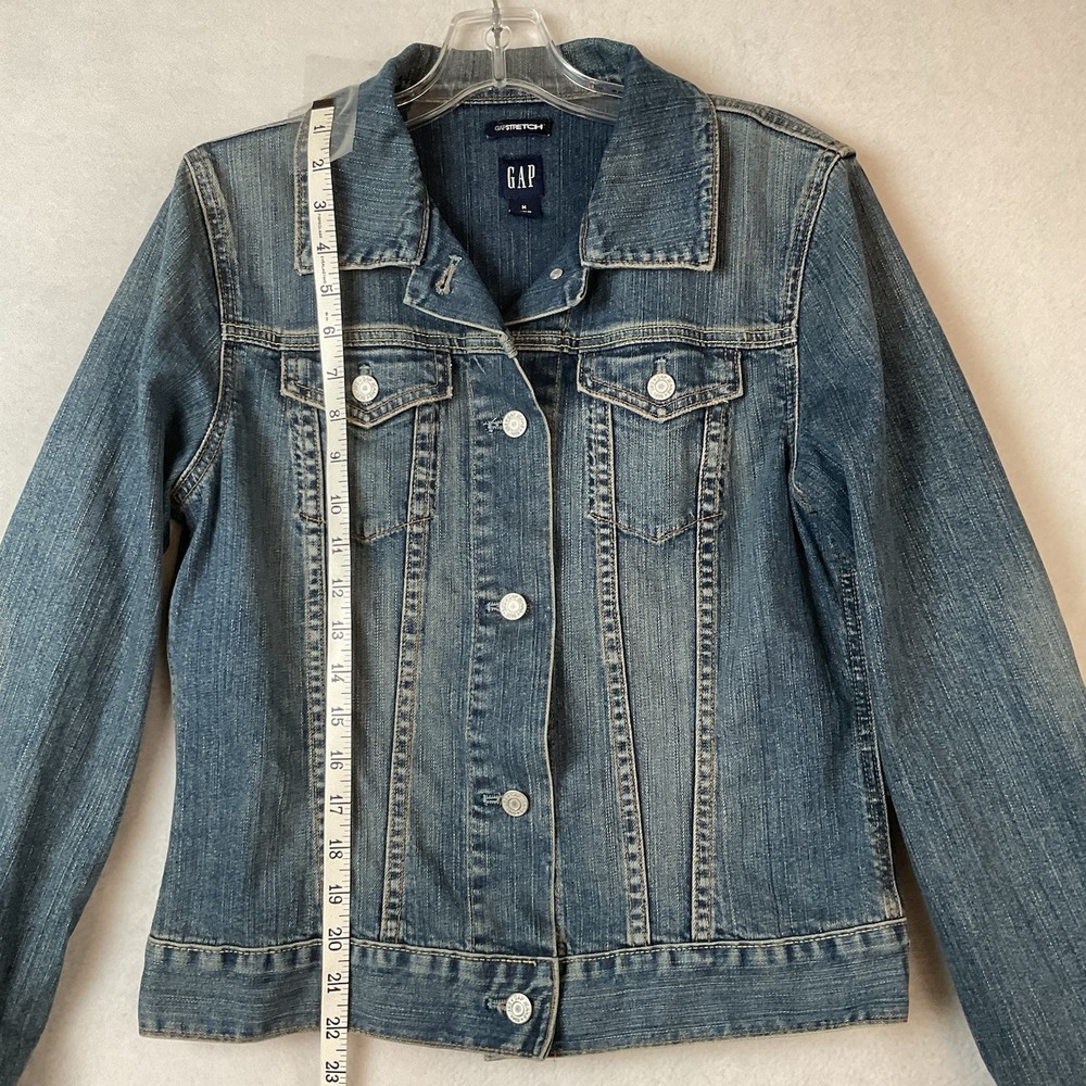 Gap Jean Jacket Womens M Blue Denim Trucker Vintage 2004 Stretch - Picture 4 of 11